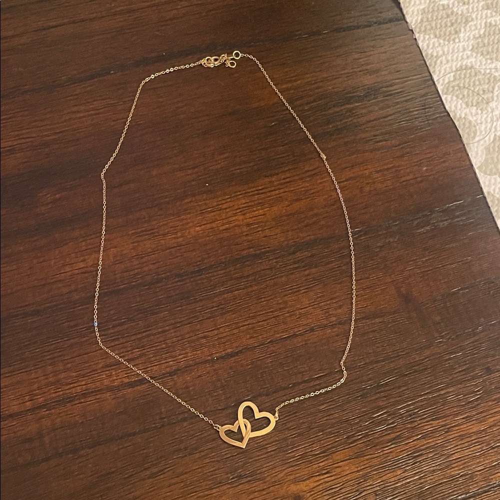 Zales Gold Double Heart Necklace